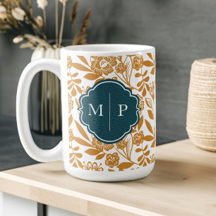 Monogram Country Style Bold Floral Muster Gelb Kaffeetasse