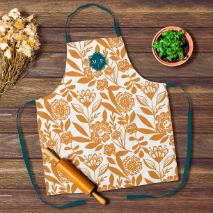 Monogram Country Style Bold Floral Muster Gelb Schürze