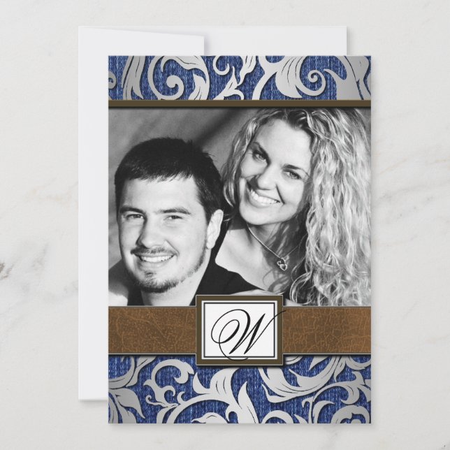 Monogram Country Western Wedding Save the Dates Date (Vorderseite)
