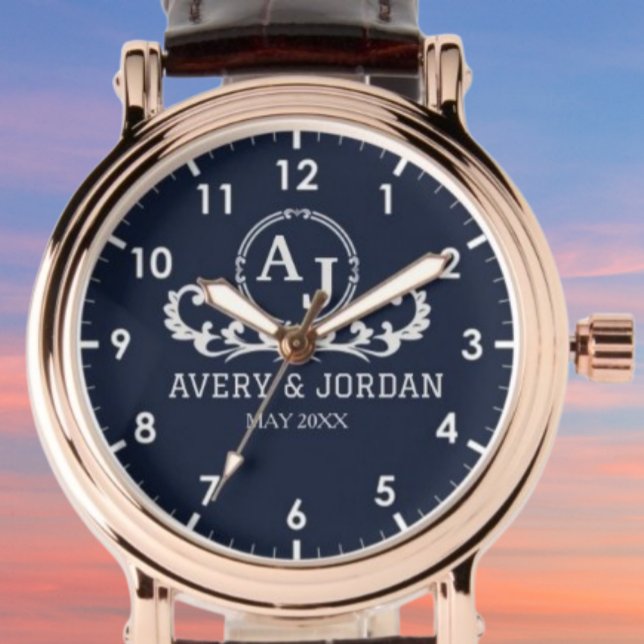 Monogram couple luxury elegant design armbanduhr (Von Creator hochgeladen)