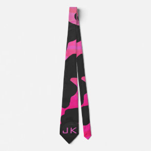 Monogram Cow Hot Pink and Black Print Krawatte