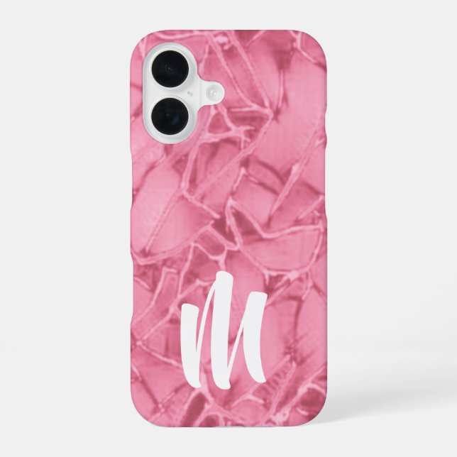 Monogram Cracked Pattern iPhone 16 Hülle (Rückseite)