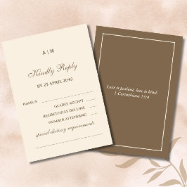 Monogram Cream Brown Christian Wedding RSVP Card  Karte
