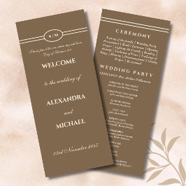 Monogram Cream Taupe Christian Wedding Program Programm