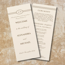 Monogram Cream Taupe Christian Wedding Program Programm