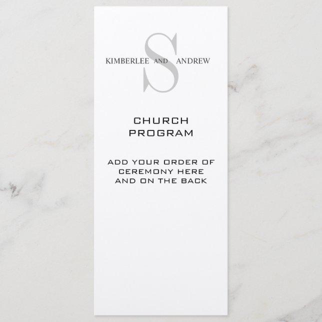 Monogram Cream Wedding Program Programm (Vorderseite)