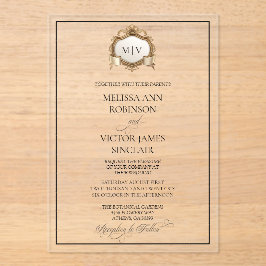 Monogram Crest Acrylic Wedding Invitation Acryleinladungen