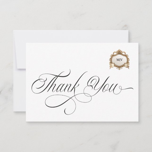 Monogram Crest Thank You Card Dankeskarte (Vorderseite)