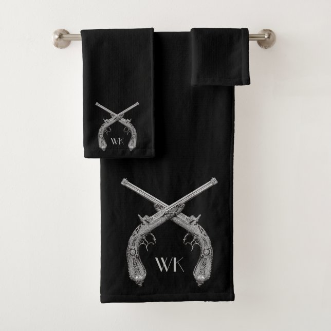 Monogram Crossed Pistolen Black Badhandtuch Set (Insitu)