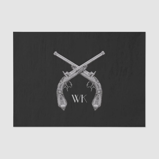 Monogram Crossed Pistolen Black Seidenpapier (Vorderseite)