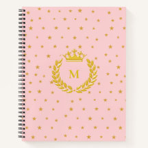 Monogram, Crown, Laurel & Gold Sterne auf Light Pi