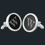 Monogram Cufflinks Manschettenknöpfe<br><div class="desc">Silber überzogene Schellen in einer soliden Farbe schwarz mit weißer Monogramm-Initialfarbe. Passen Sie dieses Element an und ändern Sie die ursprüngliche Einstellung auf Ihre oder ändern Sie die Farben.</div>