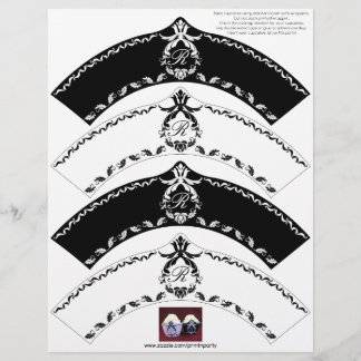Monogram Cupcake Wrapper Black and White Motifs