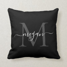 Monogram Cushion - Add your Name - Black/White