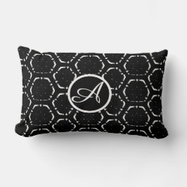 Monogram Custom B&W Lumbar Pillow personalisieren Lendenkissen