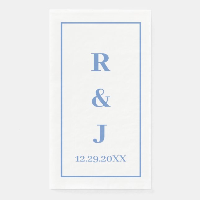 Monogram Custom Couple Name Cornflower Blue Serviette (Vorderseite)