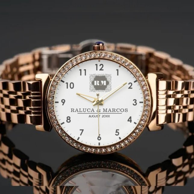  Monogram  Custom Couple Names – Elegant gift Armbanduhr (Von Creator hochgeladen)