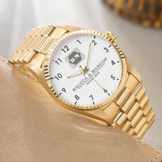  Monogram  Custom Couple Names – Elegant gift Armbanduhr (Von Creator hochgeladen)