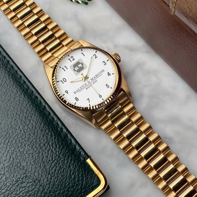  Monogram  Custom Couple Names – Elegant gift Armbanduhr (Von Creator hochgeladen)