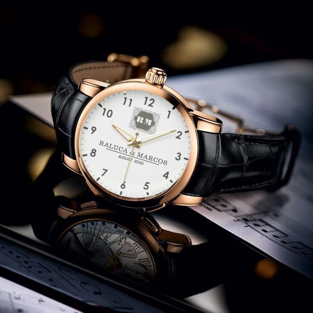  Monogram  Custom Couple Names – Elegant gift Armbanduhr (Von Creator hochgeladen)