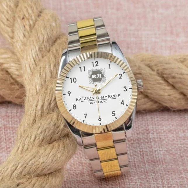  Monogram  Custom Couple Names – Elegant gift Armbanduhr (Von Creator hochgeladen)