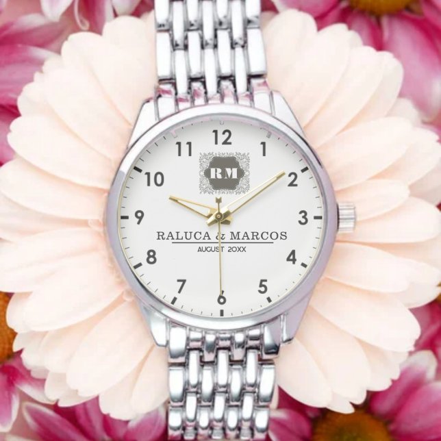  Monogram  Custom Couple Names – Elegant gift Armbanduhr (Von Creator hochgeladen)