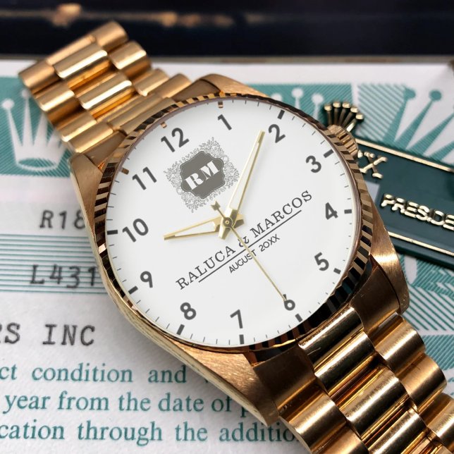  Monogram  Custom Couple Names – Elegant gift Armbanduhr (Von Creator hochgeladen)