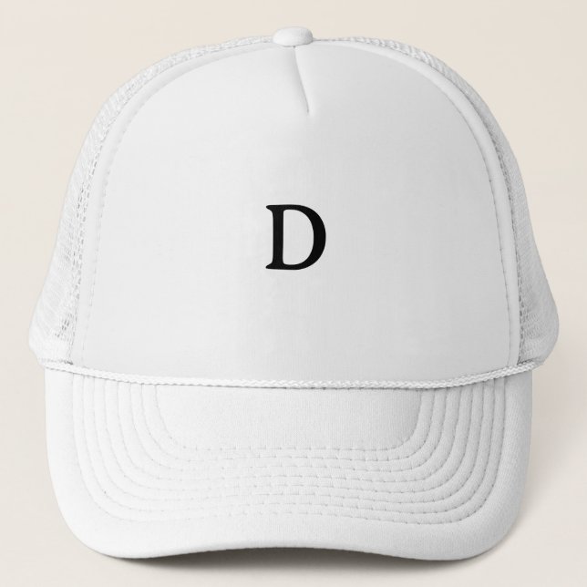 Monogram Custom D Logo Averia Serif Schriftart Cap Truckerkappe (Vorderseite)