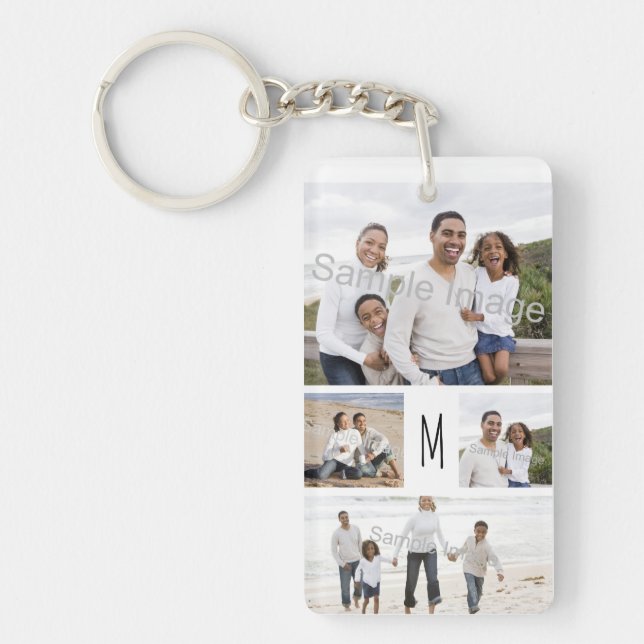 Monogram Custom Family Foto Collage Letter Schlüsselanhänger (Vorderseite)