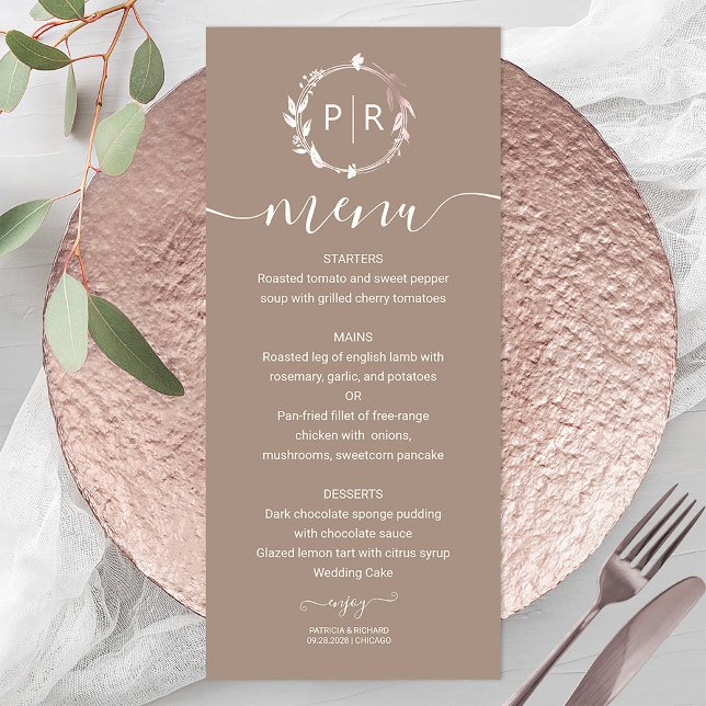 Monogram Custom Foto Wedding Menu Card (Von Creator hochgeladen)