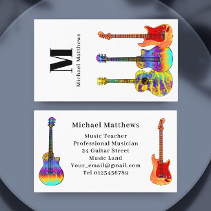 Monogram Custom Guitar Music Teacher Visitenkarte