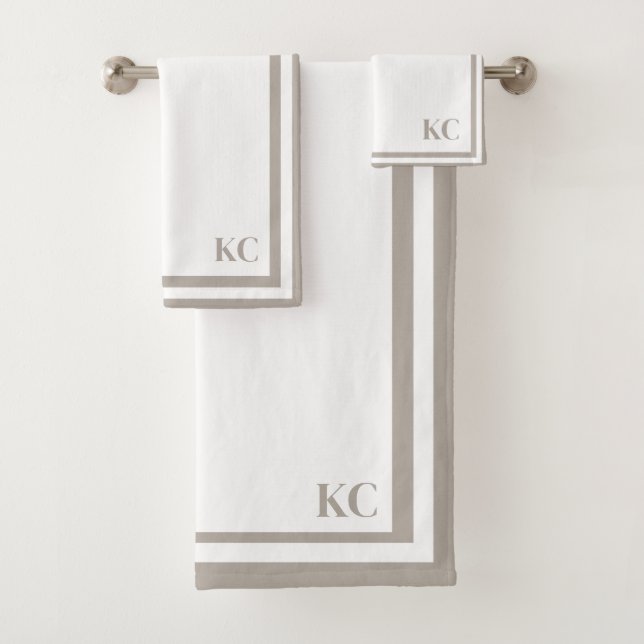 Monogram Custom Initials - Hotel Border Towel Set (Insitu)