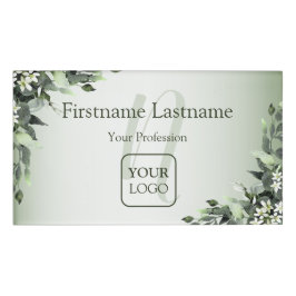 Monogram Custom Logo Greenery Floral Blätter Namenschild