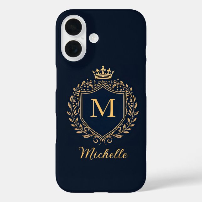 Monogram Custom Luxury Black Gold mit elegantem Sc Case-Mate iPhone Hülle (Rückseite)