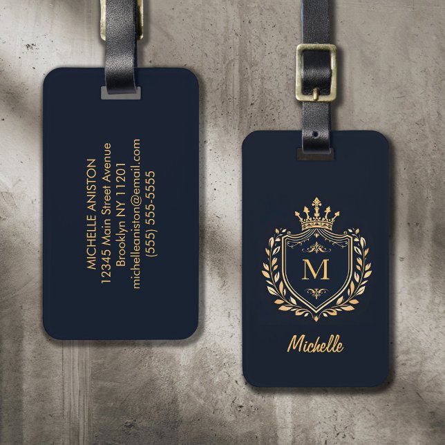 Monogram Custom Luxury Black Gold mit elegantem Sc Gepäckanhänger (Von Creator hochgeladen)