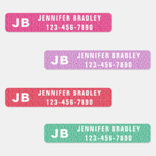 Monogram Custom Personalisiert Name Girl Glitzer Etiketten