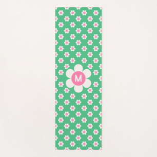Monogram Custom Retro Daisies Pink und Green Yogamatte
