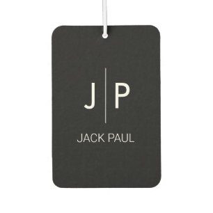 Monogram Custom Schwarz-weiß stylish modern klassi Autolufterfrischer