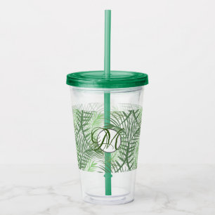Monogram Custom Tropical Palm Blätter Acryltrinkbecher