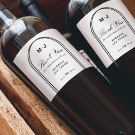 Monogram Custom Vielen Dank White Black Arch Weddi Weinetikett