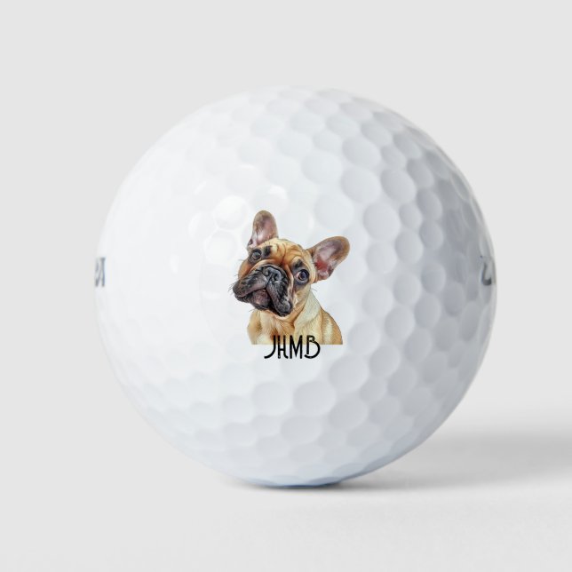 Monogram Cute French Bulldog Pet animal Golfball (Vorderseite)