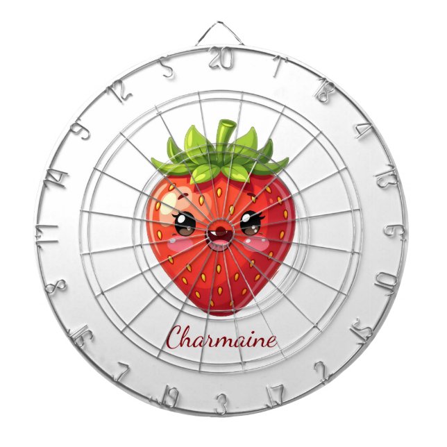Monogram cute strawberry kawaii dartscheibe (vorne)