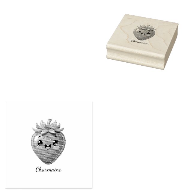 Monogram cute strawberry kawaii gummistempel (Stempel)