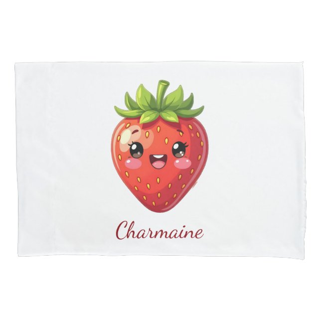 Monogram cute strawberry kawaii kissenbezug (Vorderseite)