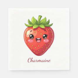 Monogram cute strawberry kawaii serviette