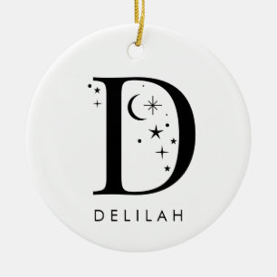 Monogram D Celestie Name Keramik Ornament