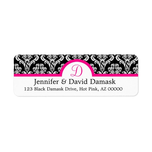 Monogram D Damask White Address Labels (Vorne)