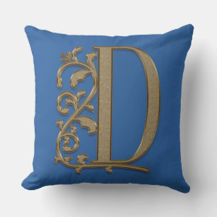 Monogram D Hübsch Blue Family, Wedding, Birthday Kissen