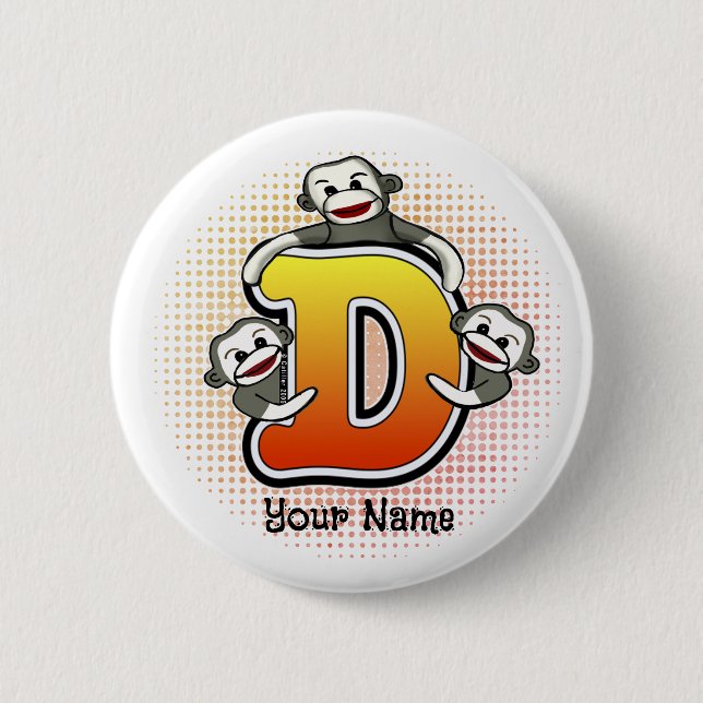 Monogram D Sock Monkey Button (Vorderseite)