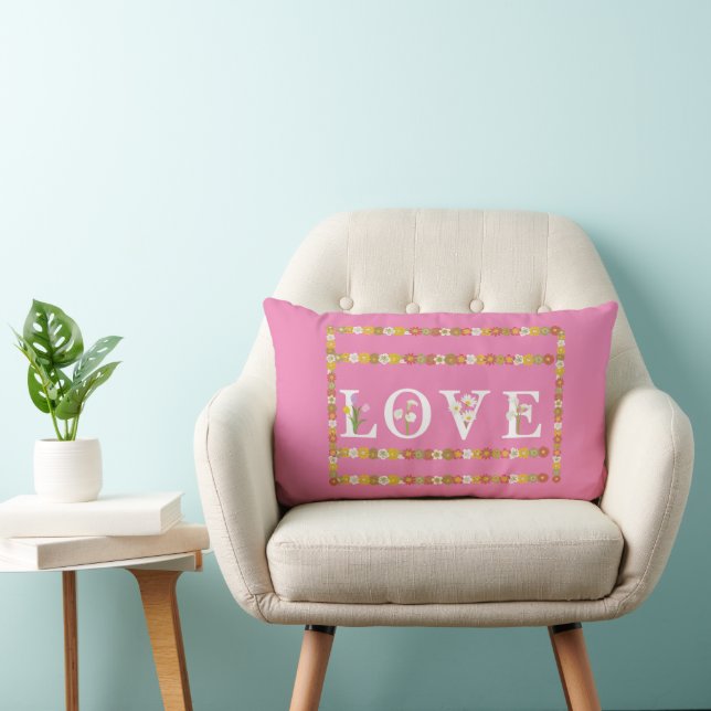 Monogram Daisy Floral Liebe Lendenkissen (Stuhl )